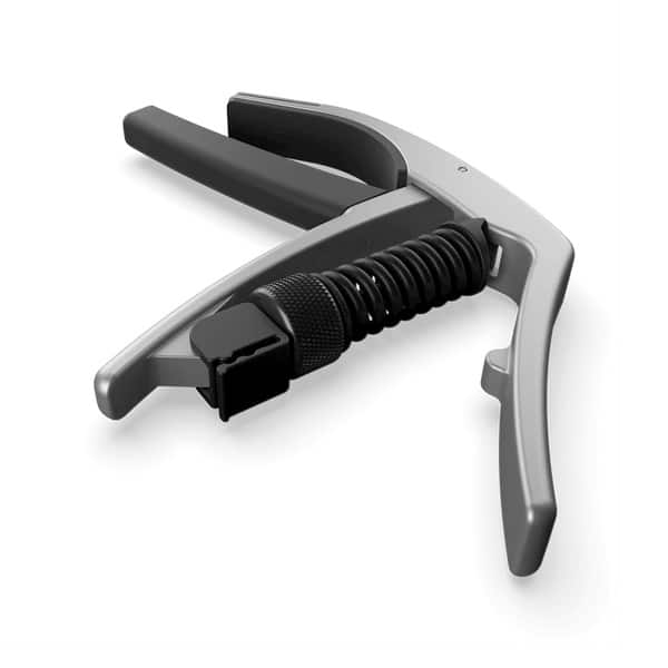 Manual clamp with spring-loaded jaw and ergonomic handles for gripping or holding objects